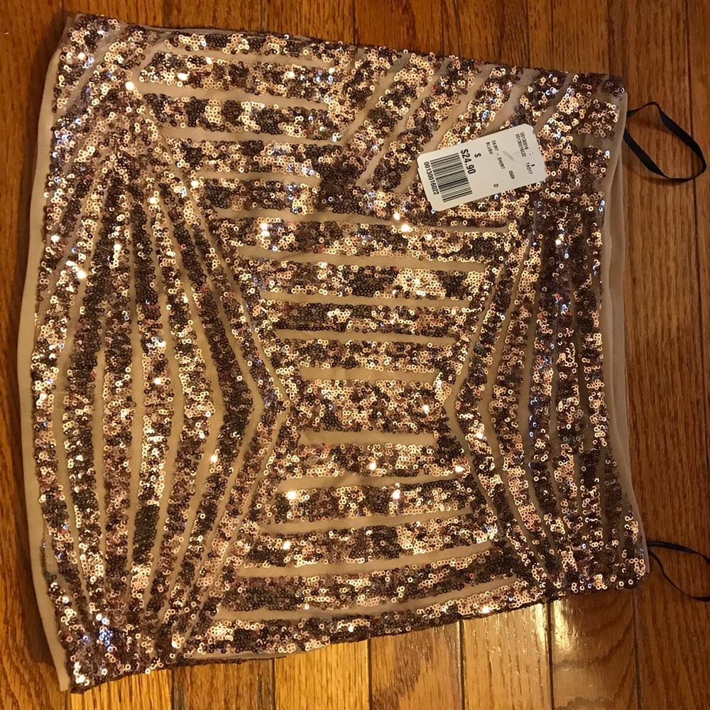 Gold sequin mini skirt